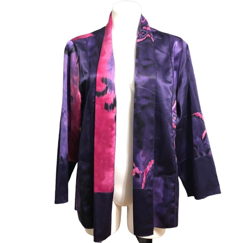Chico's Purple and Pink Silky Travelers Kimono Jacket - Size 2